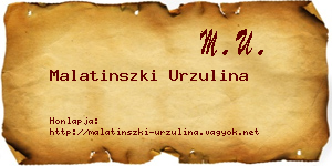 Malatinszki Urzulina névjegykártya